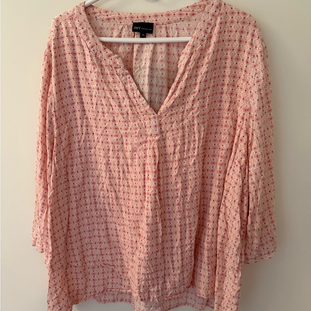 JNY Pink Geometric Women's Blouse